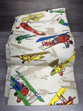 Vintage 1960s House 'N Home Airplane Novelty Fabric - Steampunk Retro - 4+ Yards